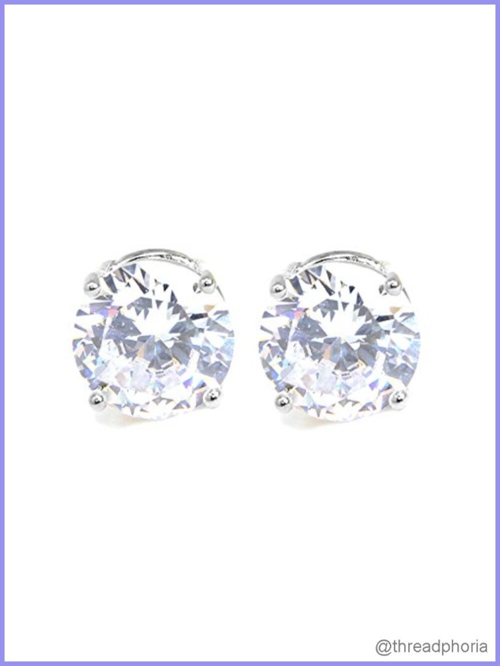 Stainless Steel Round CZ Stud Earrings 3mm-12mm Prong Set Gift